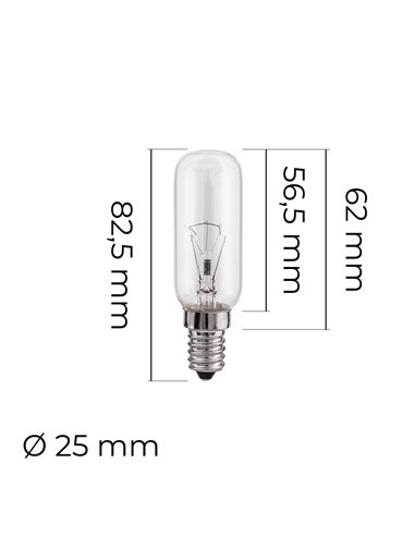 Bombilla incandescente tubular trensparente 25w e14
