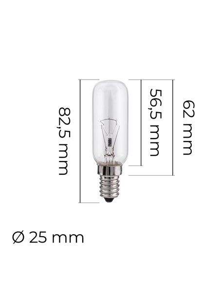 Bombilla incandescente tubular trensparente 25w e14