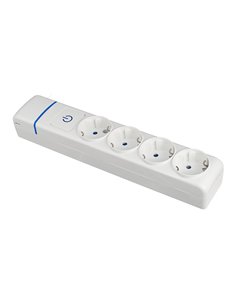 Base múltiple de 4 tomas 2p+t, 16a 250v con interruptor luminoso. 8004pil solera