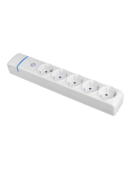 Base múltiple de 5 tomas 2p+t, 16a 250v. con interruptor luminoso. 8005pil solera