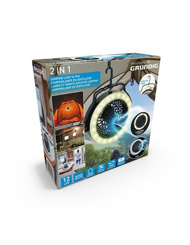 Luz y ventilador para acampar ø19,5 x 6,3 cm grundig
