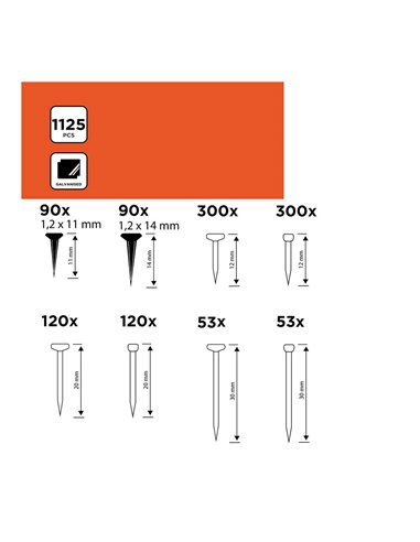 Surtido de clavos 1125 piezas black+decker