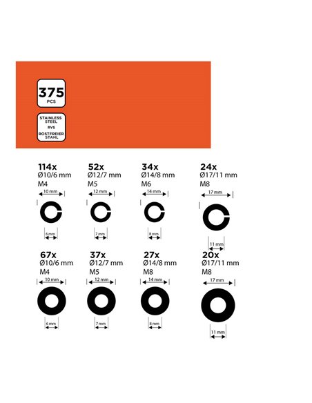 Surtido de arandelas planas y de seguridad black+decker