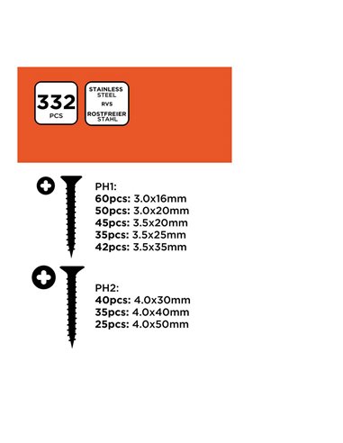 Surtido de tornillos para madera cabeza ph black+decker
