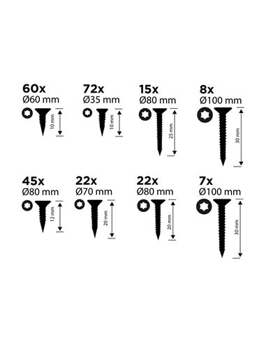 Surtido de tornillos torx 265 piezas black+decker