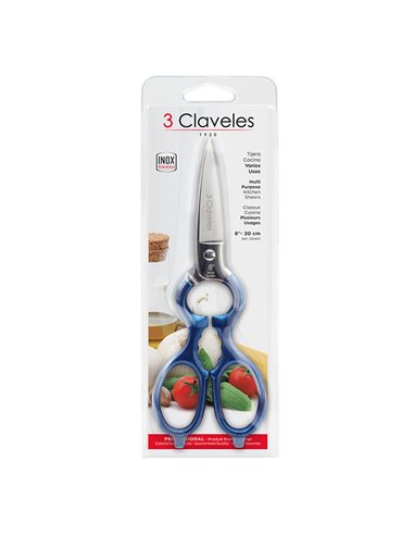 Tijera cocina varios usos inox me. 8" d 3 claveles