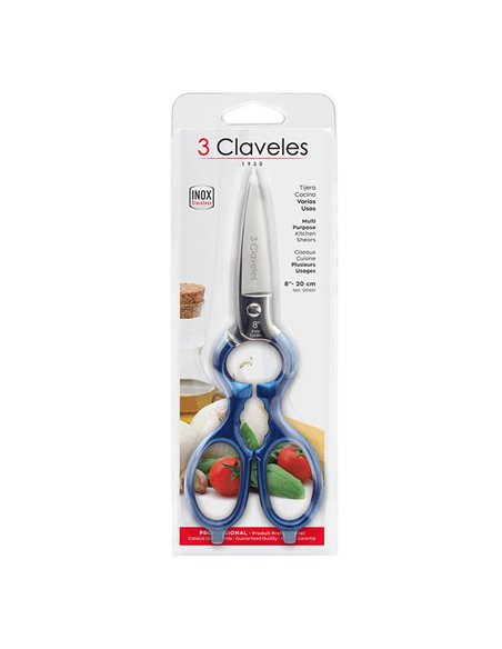 Tijera cocina varios usos inox me. 8" d 3 claveles