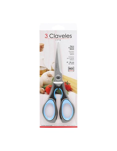 Tijera cocina ergo 8" d 3 claveles