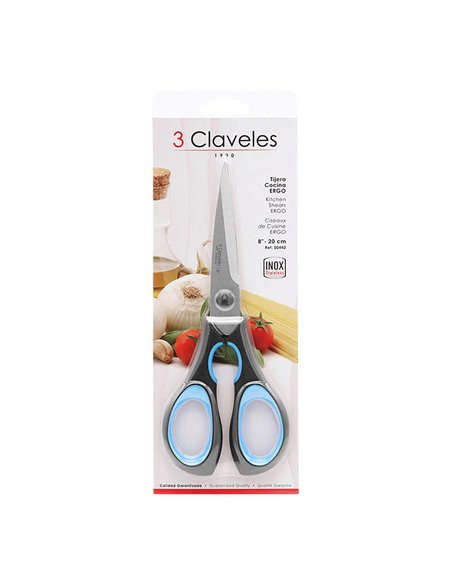 Tijera cocina ergo 8" d 3 claveles
