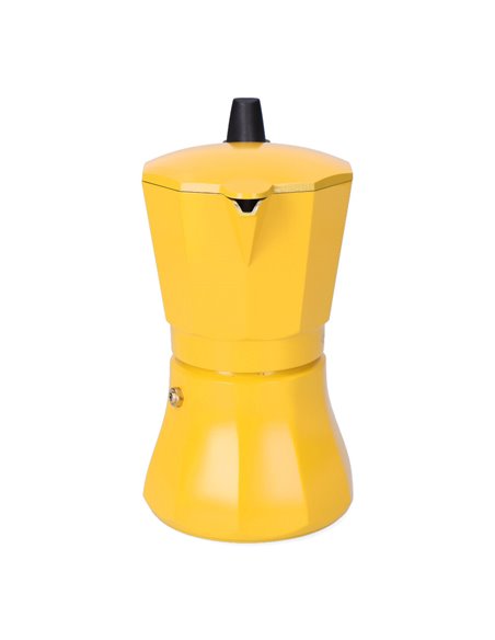 Cafetera de aluminio de 9 tazas mod. petra color mostaza oroley