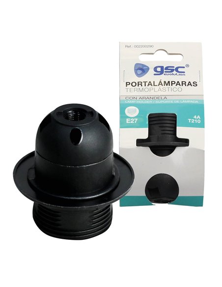 Portalámparas con arandela E27 negro 4A 250V GSC 2200290