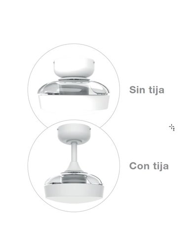 Ventilador techo Nacala con luz CCT regulable y mando Ø55 3 aspas retráctiles DC Blanco