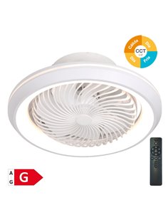 Ventilador techo rotativo Bhoor con luz CCT regulable y mando Ø50 7 aspas DC Blanco 2