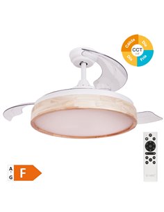 Ventilador techo Ranta con luz CCT regulable y mando Ø107 3 aspas retráctiles DC Blanco 2
