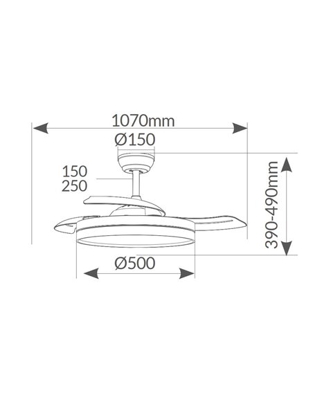Ventilador techo Ranta con luz CCT regulable y mando Ø107 3 aspas retráctiles DC Blanco