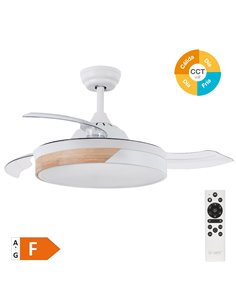 Ventilador techo Likasi con luz CCT regulable y mando Ø107 3 aspas retráctiles DC Blanco 2
