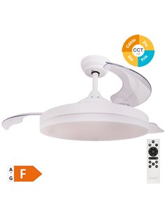 Ventilador techo Tungati con luz CCT regulable y mando Ø107 3 aspas retráctiles DC Blanco 2