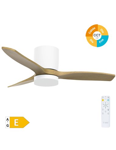 Ventilador techo Matipa con luz CCT regulable y mando Ø107 3 aspas DC Blanco