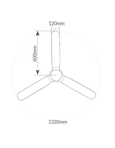 Ventilador techo Solesia con luz CCT regulable y mando Ø132 3 aspas DC Gris