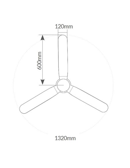 Ventilador techo Solesia con luz CCT regulable y mando Ø132 3 aspas DC Gris
