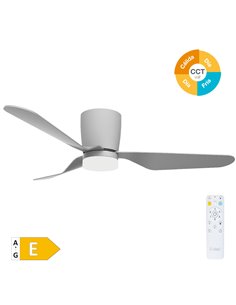 Ventilador techo Solesia con luz CCT regulable y mando Ø132 3 aspas DC Gris 2