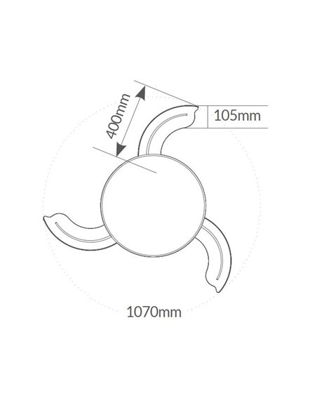 Ventilador techo Tungati con luz CCT regulable y mando Ø107 3 aspas retráctiles DC Negro