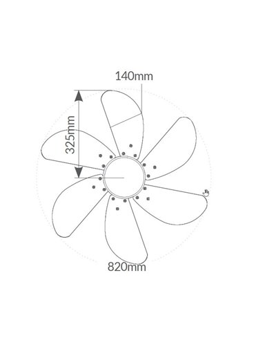 Ventilador techo Larde 2xE27 Ø82 6 aspas DC Blanco