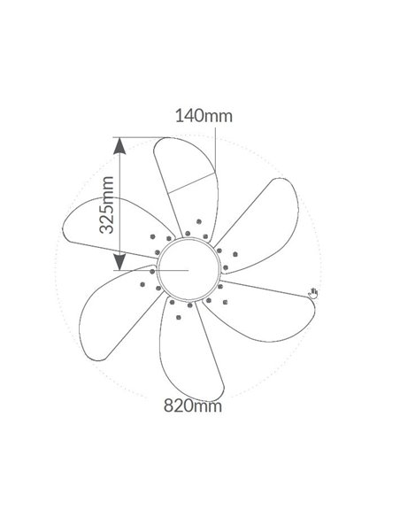 Ventilador techo Larde 2xE27 Ø82 6 aspas DC Blanco