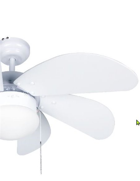 Ventilador techo Larde 2xE27 Ø82 6 aspas DC Blanco