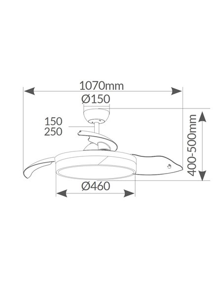 Ventilador techo Likasi con luz CCT regulable y mando Ø107 3 aspas retráctiles DC Negro