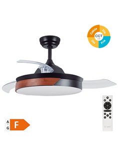 Ventilador techo Likasi con luz CCT regulable y mando Ø107 3 aspas retráctiles DC Negro 2