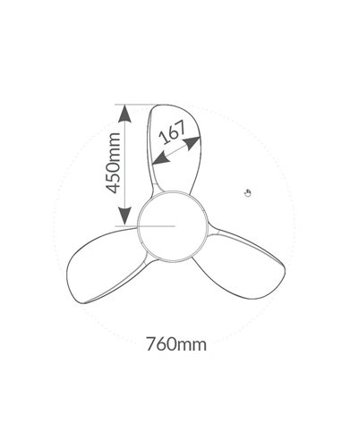Ventilador techo Namuno con luz CCT regulable y mando Ø71 3 aspas DC Blanco