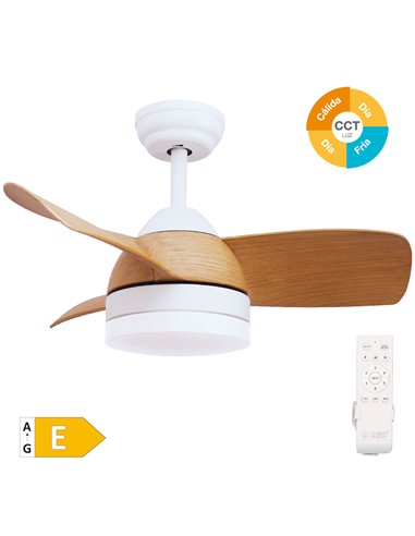 Ventilador techo Namuno con luz CCT regulable y mando Ø71 3 aspas DC Blanco