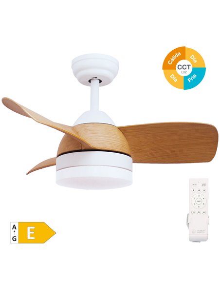 Ventilador techo Namuno con luz CCT regulable y mando Ø71 3 aspas DC Blanco