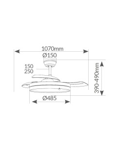 Ventilador techo Lugela con luz CCT regulable y mando Ø107 3 aspas retráctiles DC Blanco