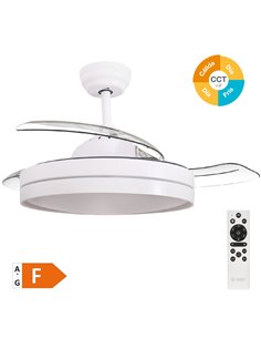 Ventilador techo Lugela con luz CCT regulable y mando Ø107 3 aspas retráctiles DC Blanco 2