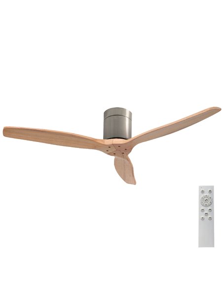 Ventilador techo Mucari con mando Ø132 3 aspas DC Níquel