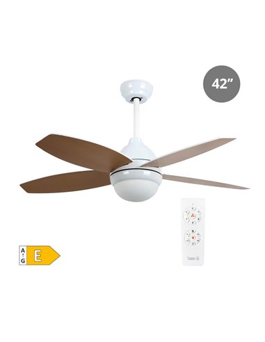 Ventilador techo Muna con luz CCT regulable y mando Ø106 4 aspas Blanco