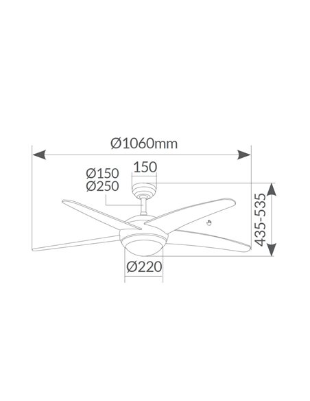 Ventilador techo Muna con luz CCT regulable y mando Ø106 4 aspas Blanco