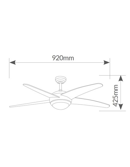 Ventilador techo Muna con luz CCT regulable y mando Ø91 4 aspas Blanco