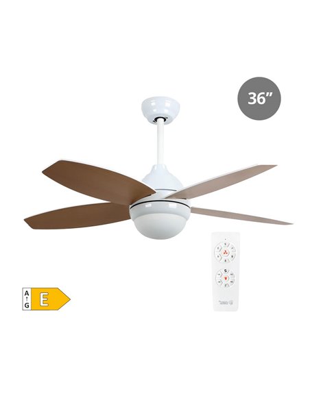 Ventilador techo Muna con luz CCT regulable y mando Ø91 4 aspas Blanco