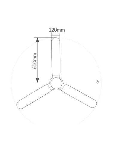 Ventilador techo Solesia con luz CCT regulable y mando Ø132 3 aspas DC Negro