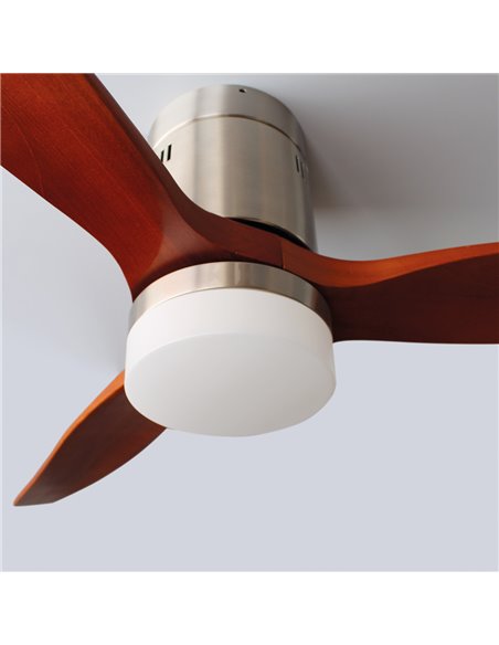 Ventilador techo Kasama con luz CCT regulable y mando Ø132 3 aspas DC Níquel