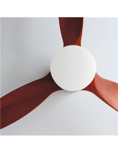 Ventilador techo Kasama con luz CCT regulable y mando Ø132 3 aspas DC Níquel