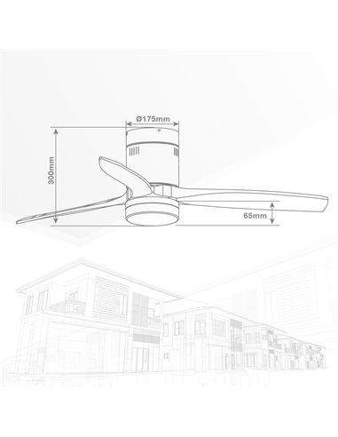 Ventilador techo Kasama con luz CCT regulable y mando Ø132 3 aspas DC Níquel