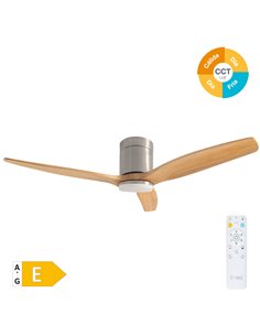 Ventilador techo Kasama con luz CCT regulable y mando Ø132 3 aspas DC Níquel 2