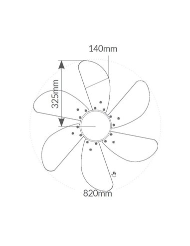 Ventilador techo Larde 2xE27 Ø82 6 aspas DC Níquel