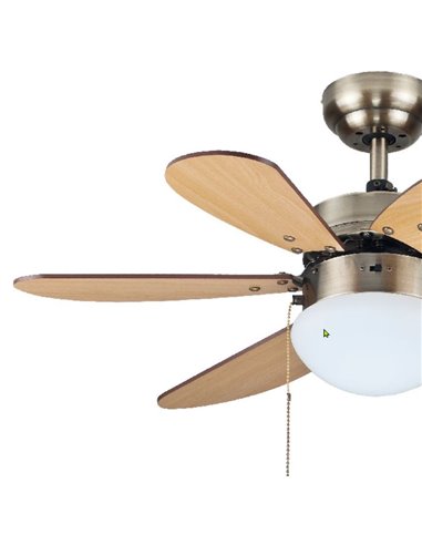 Ventilador techo Larde 2xE27 Ø82 6 aspas DC Níquel
