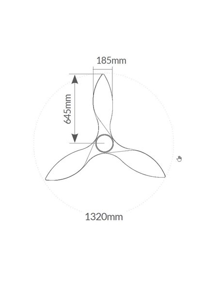 Ventilador techo Kota con luz CCT regulable y mando Ø132 3 aspas DC Café