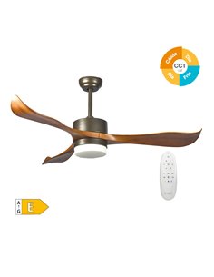 Ventilador techo Kota con luz CCT regulable y mando Ø132 3 aspas DC Café 2